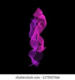 Abstract smooth color line weave on black background 