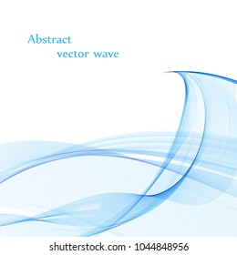 Abstract smooth color wave vector. Curve flow blue motion illustration. Smoke design. Vector lines.