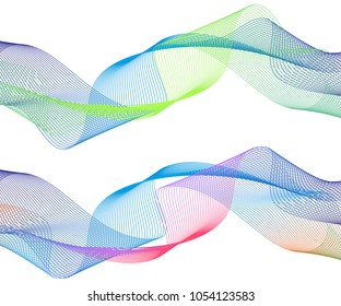 Abstract smooth color wave vector. Curve flow blue motion illustration. Smoke design. Vector lines.