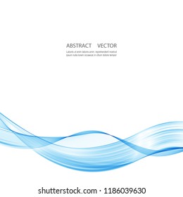 Abstract smooth color wave vector. Curve flow blue motion illustration. Smoke design. Vector lines.