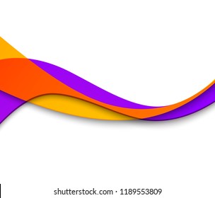 Abstract smooth color wave vector. Curve flow motion illustration. Orange and purple
