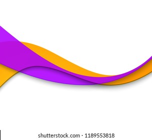 Abstract smooth color wave vector. Curve flow motion illustration. Orange and purple