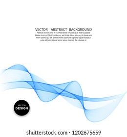 Abstract smooth color wave vector. Curve flow blue motion illustration. Smoke design. Vector lines.