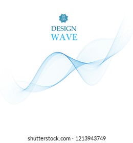 Abstract smooth color wave vector. Curve flow blue motion illustration. Smoke design. Vector lines.