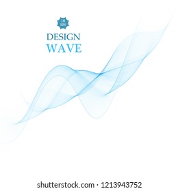 Abstract smooth color wave vector. Curve flow blue motion illustration. Smoke design. Vector lines.