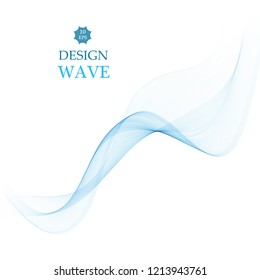 Abstract smooth color wave vector. Curve flow blue motion illustration. Smoke design. Vector lines.