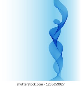 Abstract smooth color wave vector. Curve flow blue motion illustration. Smoke design. Vector lines.