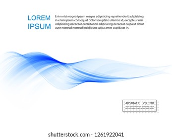 Abstract smooth color wave vector. Curve flow blue motion illustration. Smoke design. Vector lines.