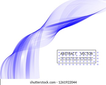 Abstract smooth color wave vector. Curve flow blue motion illustration. Smoke design. Vector lines.