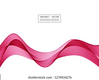 Abstract smooth color wave vector. Curve flow pink motion illustration. Transparent color pink wave.