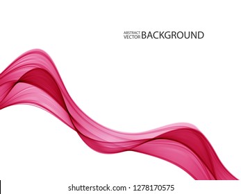 Abstract smooth color wave vector. Curve flow pink motion illustration. Pink purple smoky wave line. Pink wavy lines. Transparent color pink wave.