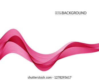 Abstract smooth color wave vector. Curve flow pink motion illustration. Pink purple smoky wave line. Pink wavy lines. Transparent color pink wave.