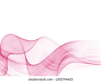Abstract smooth color wave vector. Curve flow pink motion illustration. Pink purple smoky wave line. Transparent color pink wave.