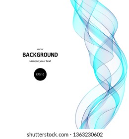 Abstract smooth color wave vector. Curve flow blue motion illustration. Smoke design. Vector lines. 