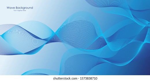 Abstract smooth color wave vector. Curve flow blue motion illustration. Smoke design.