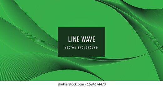 Abstract smooth color wave vector. Curve flow Green motion illustration. Smoke design. Vector lines.