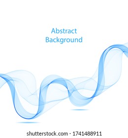 Abstrakter, glatter Farbwellenvektor. Kurve blauer Bewegungsbild. Rauchdesign. Vektorlinien.