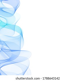 Abstract smooth color wave vector. Curve flow blue motion illustration. Smoke design. Vector lines.