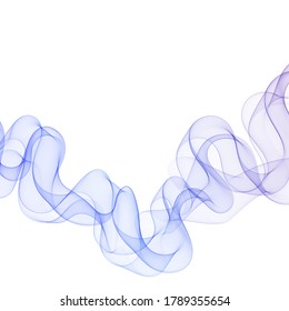 Abstract smooth color wave vector. Curve flow blue motion illustration. Smoke design. Vector lines.