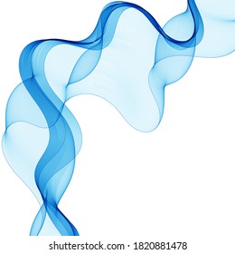 Abstract smooth color wave vector. Curve flow blue motion illustration. Smoke design. Vector lines.
