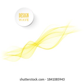 Resumen vector de onda de color liso. Ilustración de movimiento amarillo de curva de flujo. Diseño de humo. Líneas vectoriales.