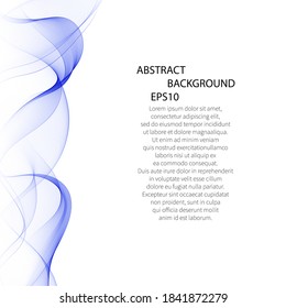 Abstract smooth color wave vector. Curve flow blue motion illustration. Smoke design. Vector lines.