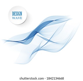 Abstract smooth color wave vector. Curve flow blue motion illustration. Smoke design. Vector lines.