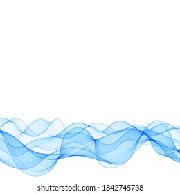 Abstract smooth color wave vector. Curve flow blue motion illustration. Smoke design. Vector lines.