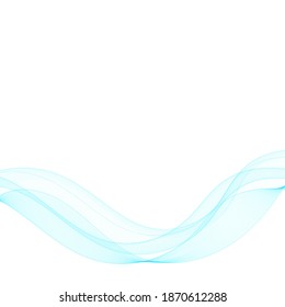 Abstract smooth color wave vector. Curve flow blue motion illustration. Smoke design. Vector lines.