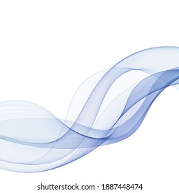 Abstract smooth color wave vector. Curve flow blue motion illustration. Smoke design. Vector lines.