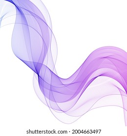 Resumen vector de onda de color liso. Ilustración de movimiento azul de flujo de curva. Diseño de humo. Líneas vectoriales.