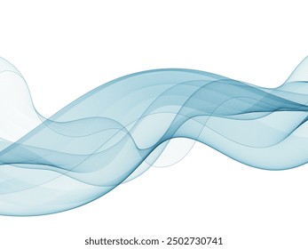 Abstract smooth color wave vector. Curve flow blue motion illustration. Smoke design. Vector lines.