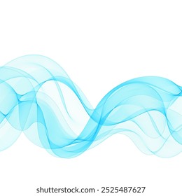 Abstract smooth color wave vector. Curve flow blue motion illustration. Smoke design. Vector lines.