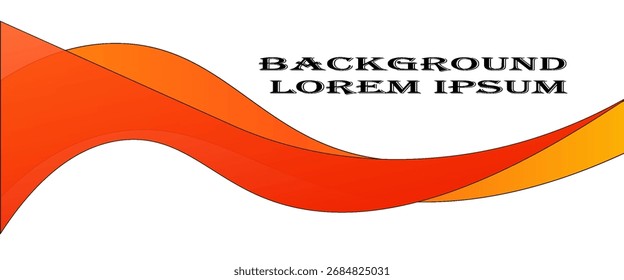 Abstract smooth color wave vector. Curve flow orange motion illustration. Orange red wave