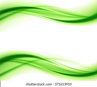 Abstract smooth color wave vector. Curve flow green motion illustration