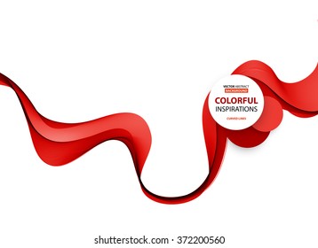 Abstract smooth color wave vector. Curve flow red motion illustration