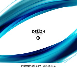 Abstract smooth color wave vector. Curve flow blue motion illustration