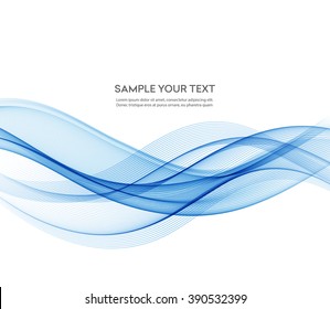 Abstract smooth color wave vector. Curve flow blue motion illustration.  Smoke design.  Vector lines. 