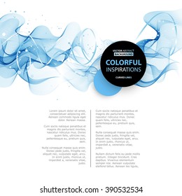 Abstract smooth color wave vector. Curve flow blue motion illustration