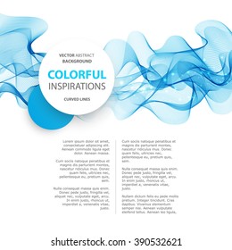 Abstract smooth color wave vector. Curve flow blue motion illustration
