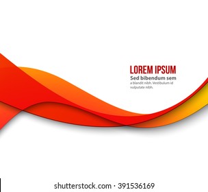 Abstract smooth color wave vector. Curve flow orange motion illustration. Orange red wave