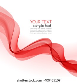 Abstract smooth color wave vector. Curve flow red motion illustration. Red wave.