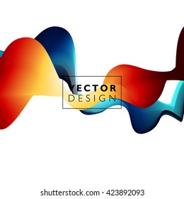 Abstract smooth color wave vector. Curve flow orange and blue motion illustration