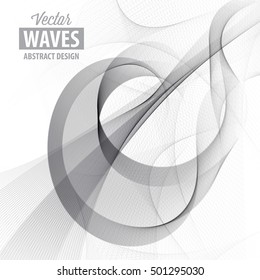 Abstract smooth color wave vector. Smoke wave design. Curve flow motion illustration.