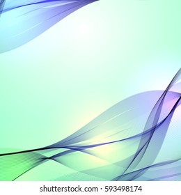 Abstract smooth color wave vector. flow curve illustration green movement