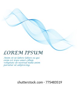 Abstract smooth color wave vector. Curve flow blue motion illustration. Smoke design. Vector lines.