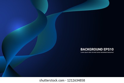 Abstract smooth curve background in blue and black color. Vector illustration copy space modern design concept.