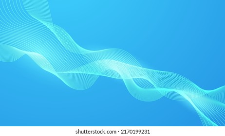 línea de curva suavizada abstracta sobre fondo de color de iluminación de gradiente azul para banner y afiche de la web o presentación decorativa y diseño gráfico moderno
