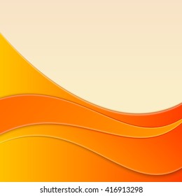 Abstract smooth curve lines background advertising banner. Vector illustration on a orange background.