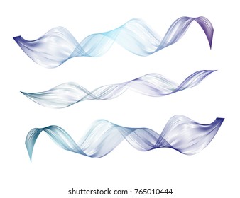 Abstract smooth curved line Design element Technological background with bright wavy colored line Stylization of digital equalizer audio Smooth flowing wavy stripes made by blend Vector graphic set